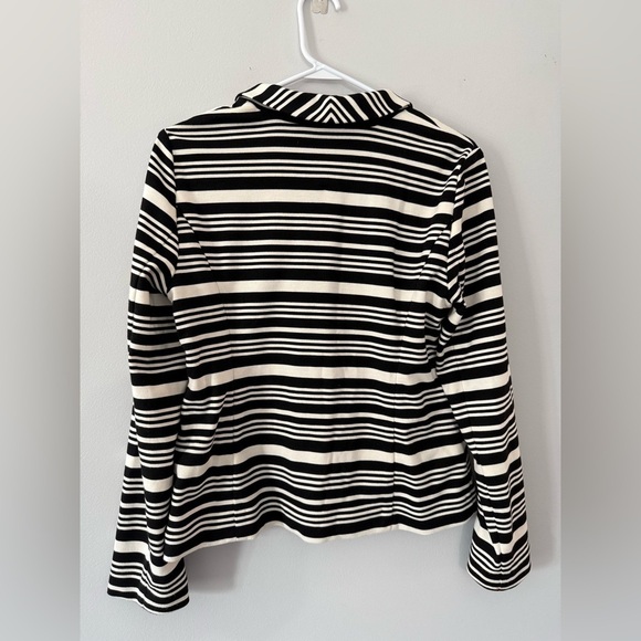 Loft Blazer Button Down Top Striped Black White Size M Soft Comfy Fancy - Picture 7 of 9